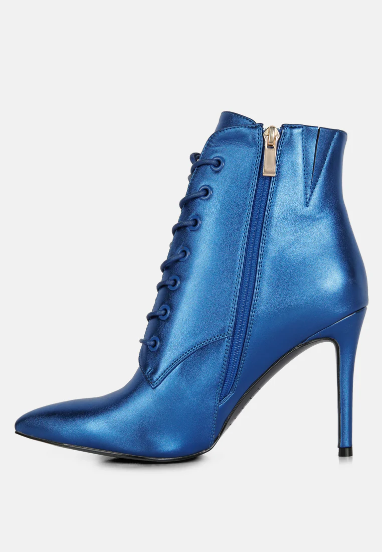 PIET Blue Metallic Stiletto Ankle Boot - Image 4