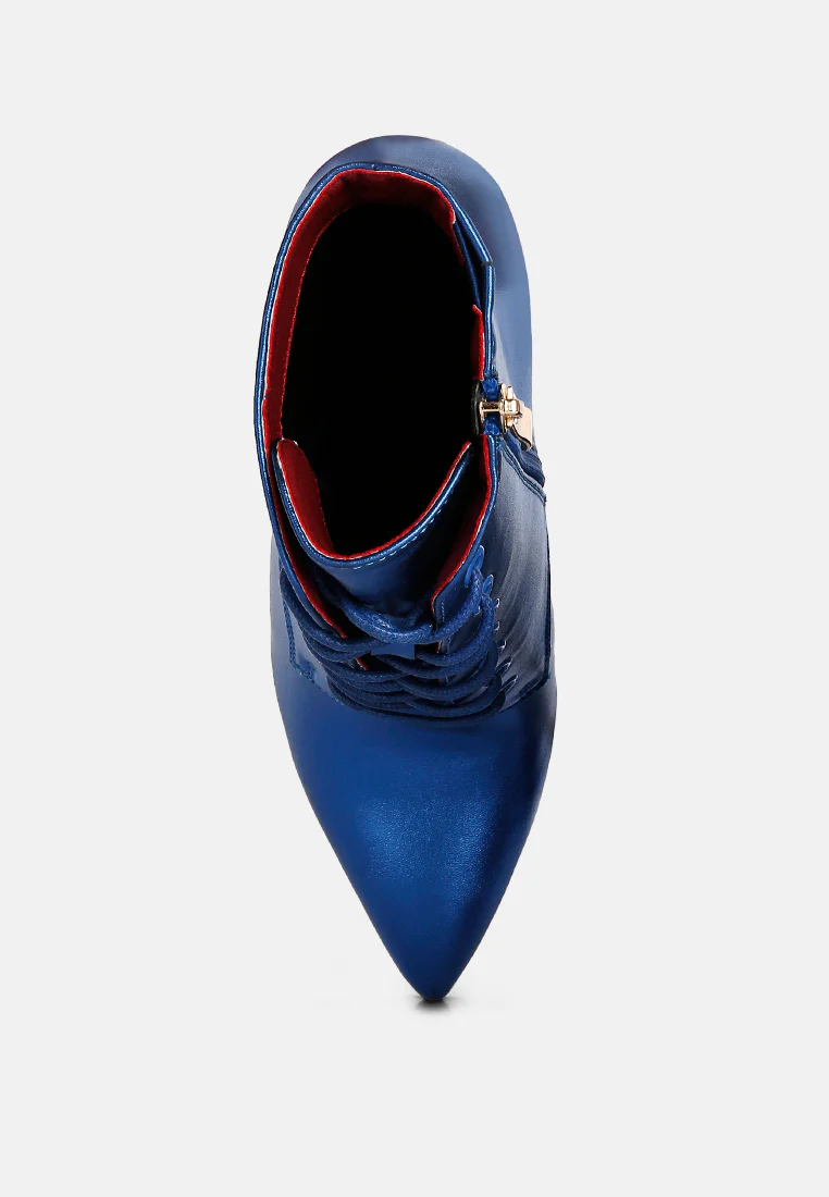 PIET Blue Metallic Stiletto Ankle Boot - Image 6