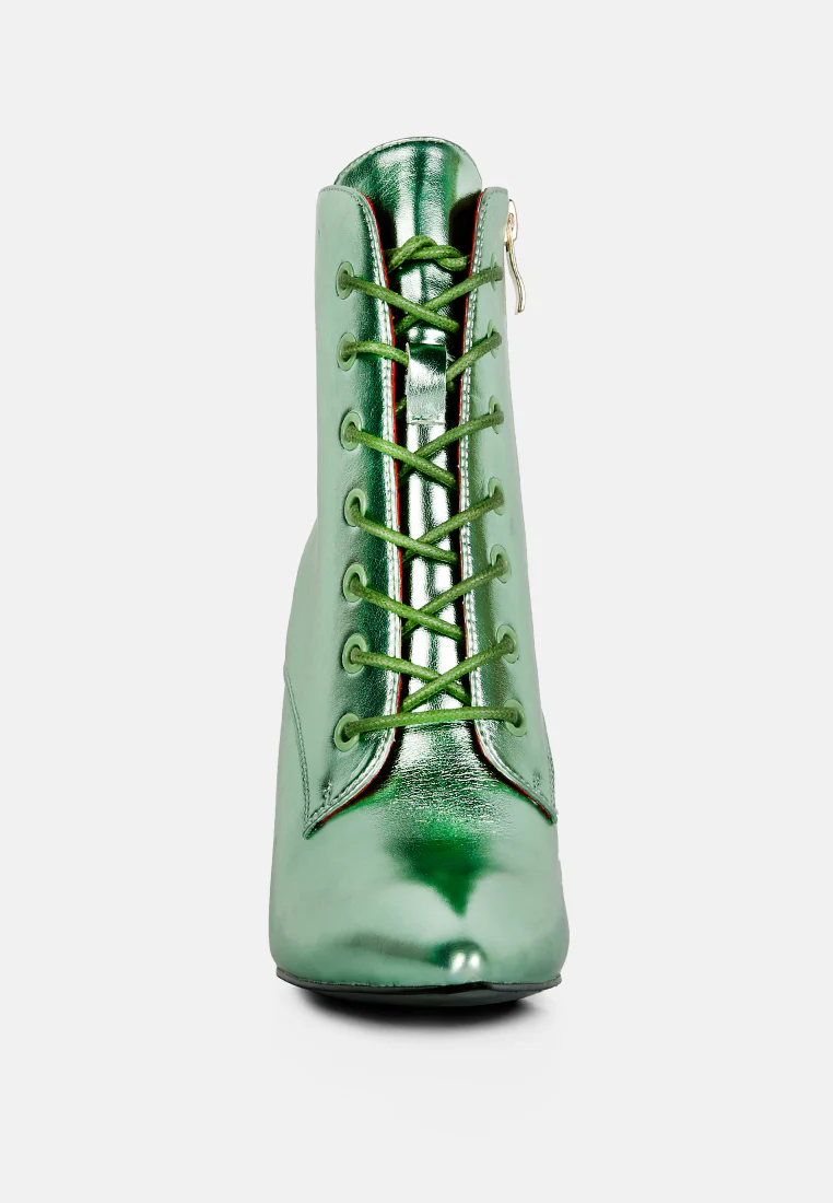 PIET Green Metallic Stiletto Ankle Boot - Image 3