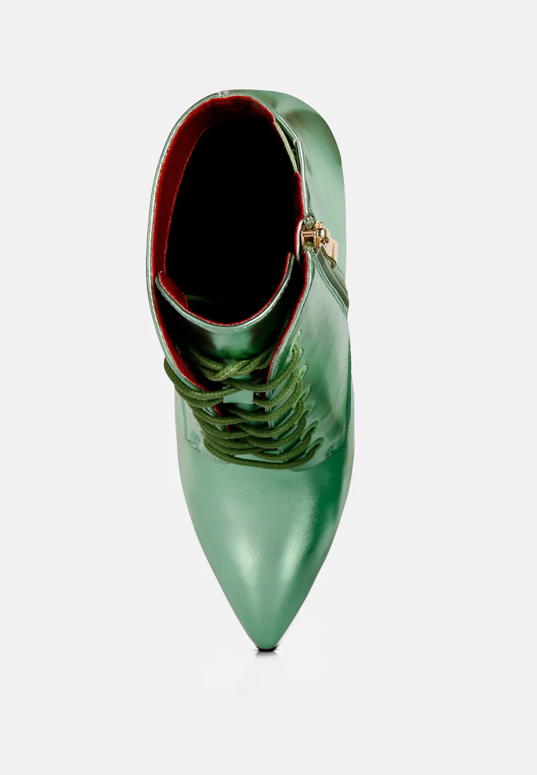 PIET Green Metallic Stiletto Ankle Boot - Image 6