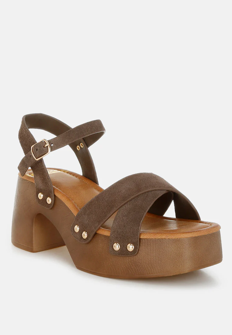 Pikansa Studded Real Suede Clog Sandals - Image 2
