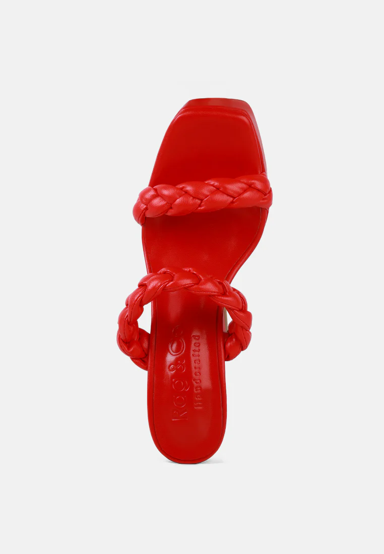 PIN-UP Red Braided High Heel Sandals - Image 6