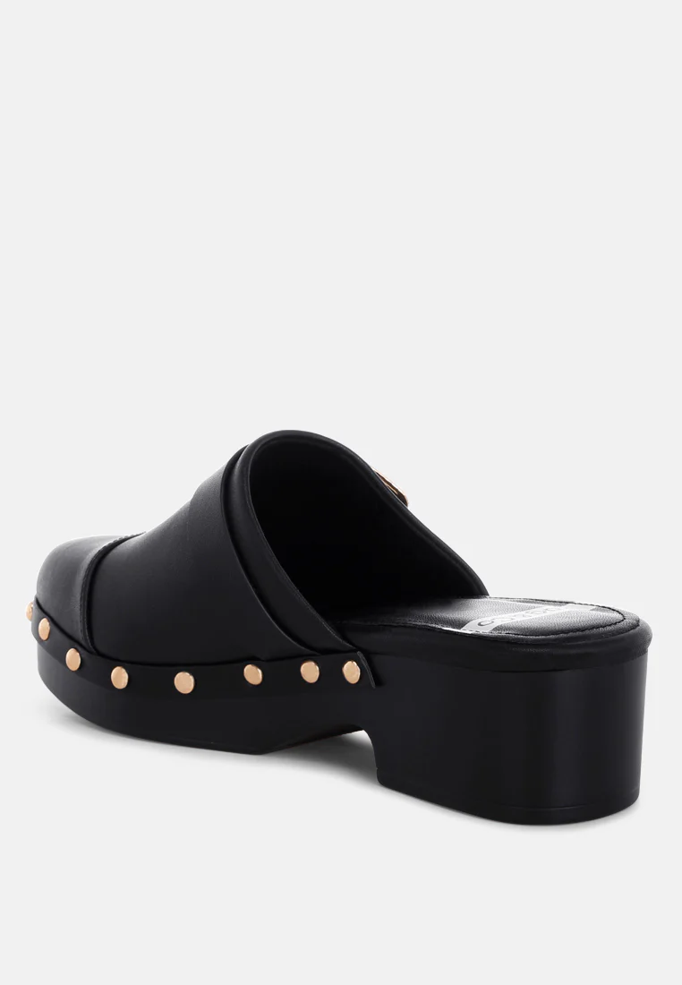 Pinto Studded Genuine Leather Clogs - Image 10