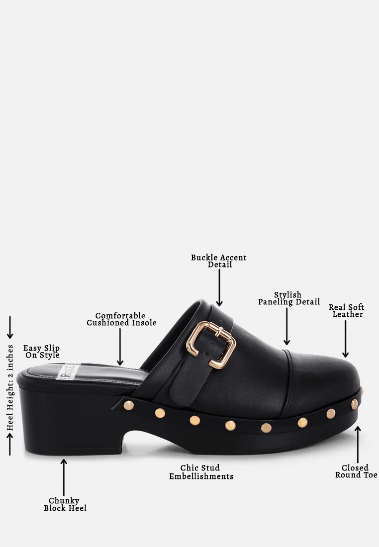 Pinto Studded Genuine Leather Clogs - Image 13