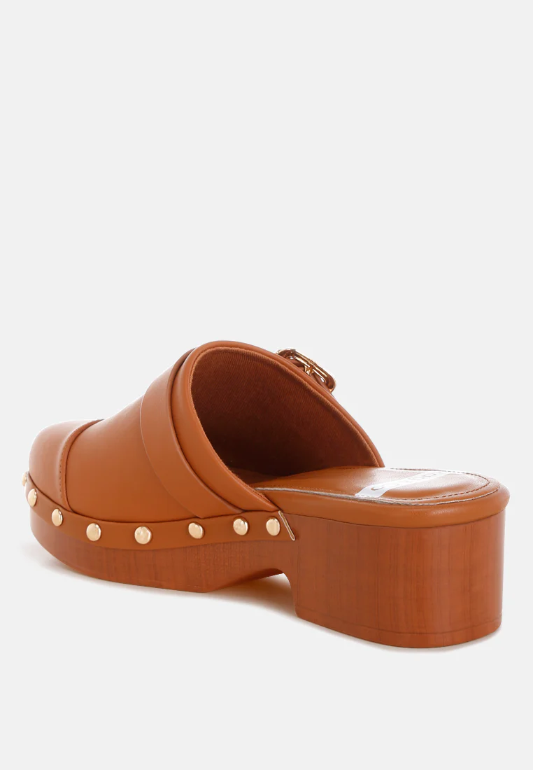 Pinto Studded Genuine Leather Clogs - Image 3