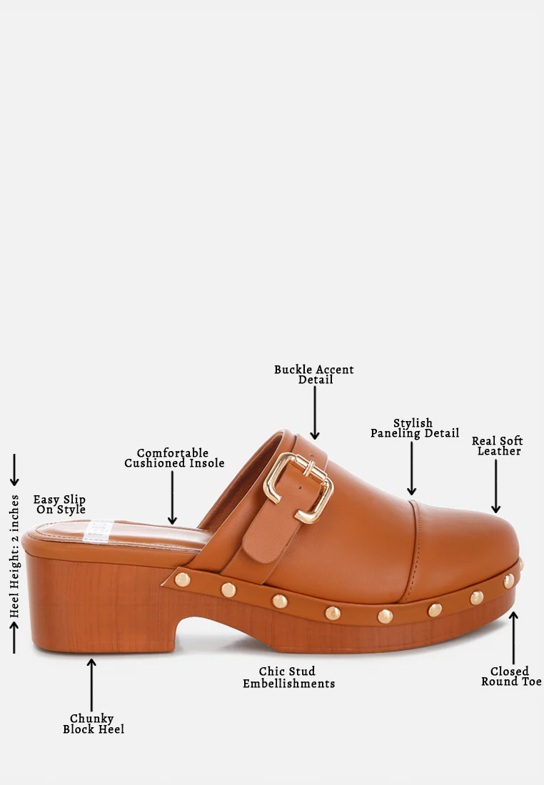 Pinto Studded Genuine Leather Clogs - Image 6