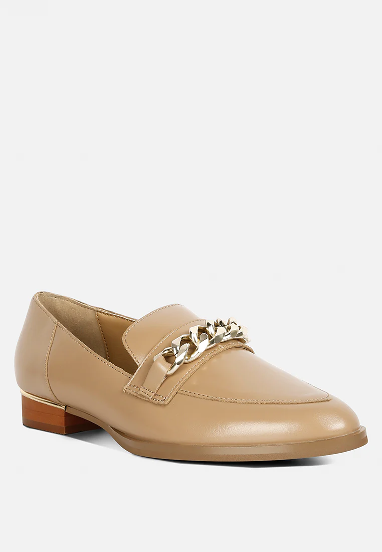 POLA Nude Leather Horsebit Loafers - Image 3