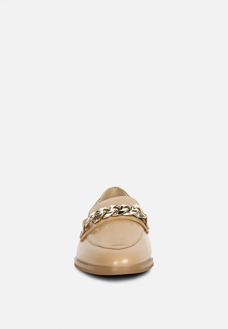 POLA Nude Leather Horsebit Loafers - Image 4