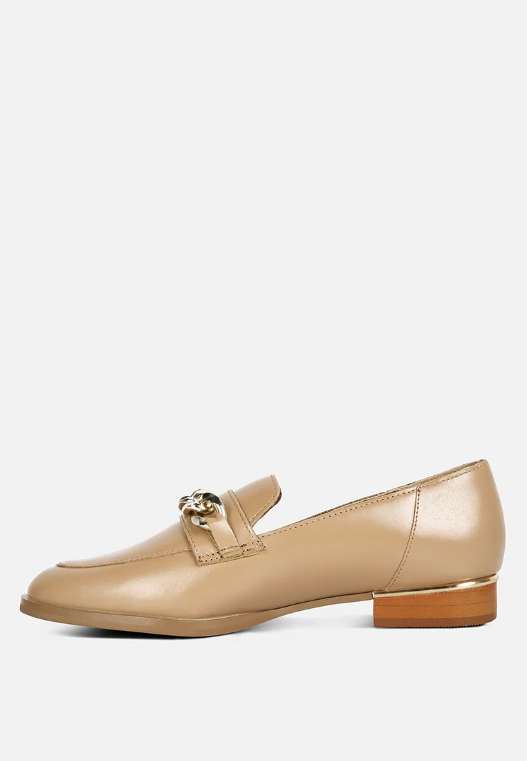 POLA Nude Leather Horsebit Loafers - Image 5
