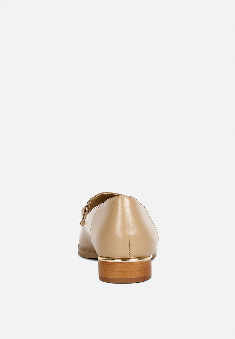 POLA Nude Leather Horsebit Loafers - Image 6