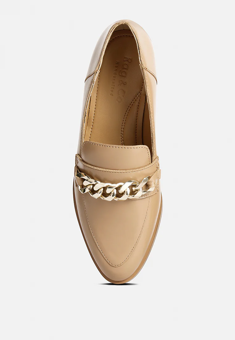 POLA Nude Leather Horsebit Loafers - Image 7