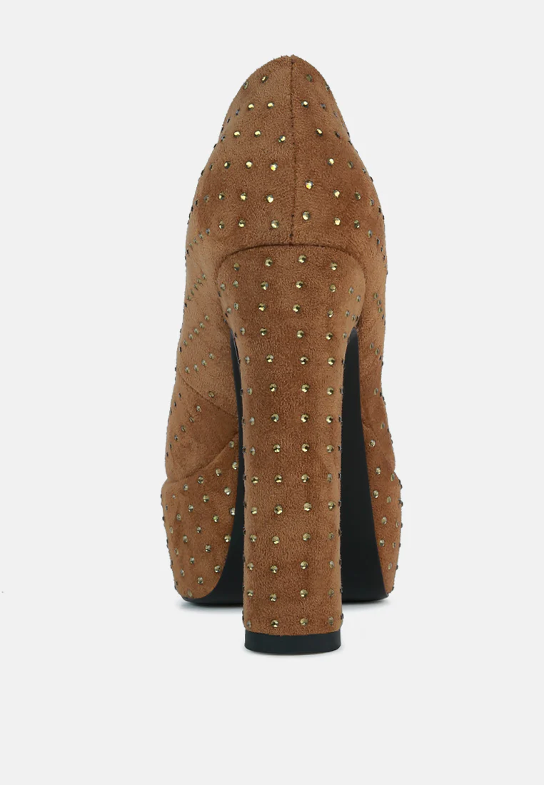 POPPINS Tan Glinting Platform High Pumps - Image 5
