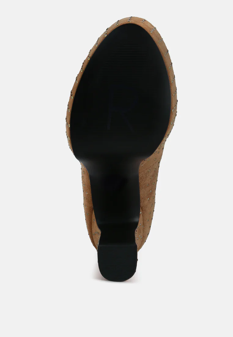 POPPINS Tan Glinting Platform High Pumps - Image 7