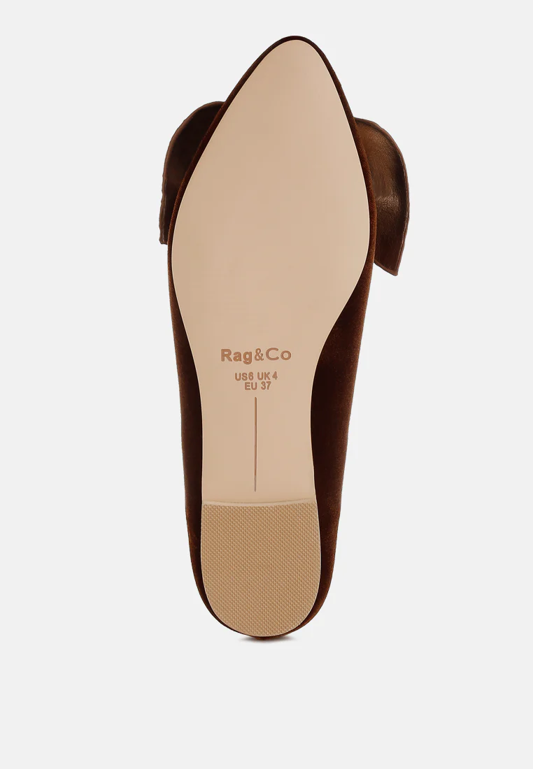 Pothos Luxurious Velvet Bow Ballerinas - Image 10