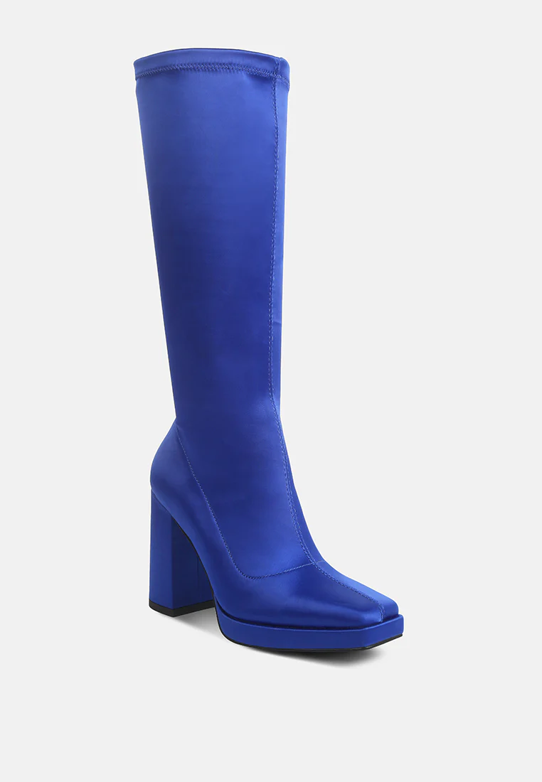 PRESTO Blue Stretchable Satin Long Boot - Image 3