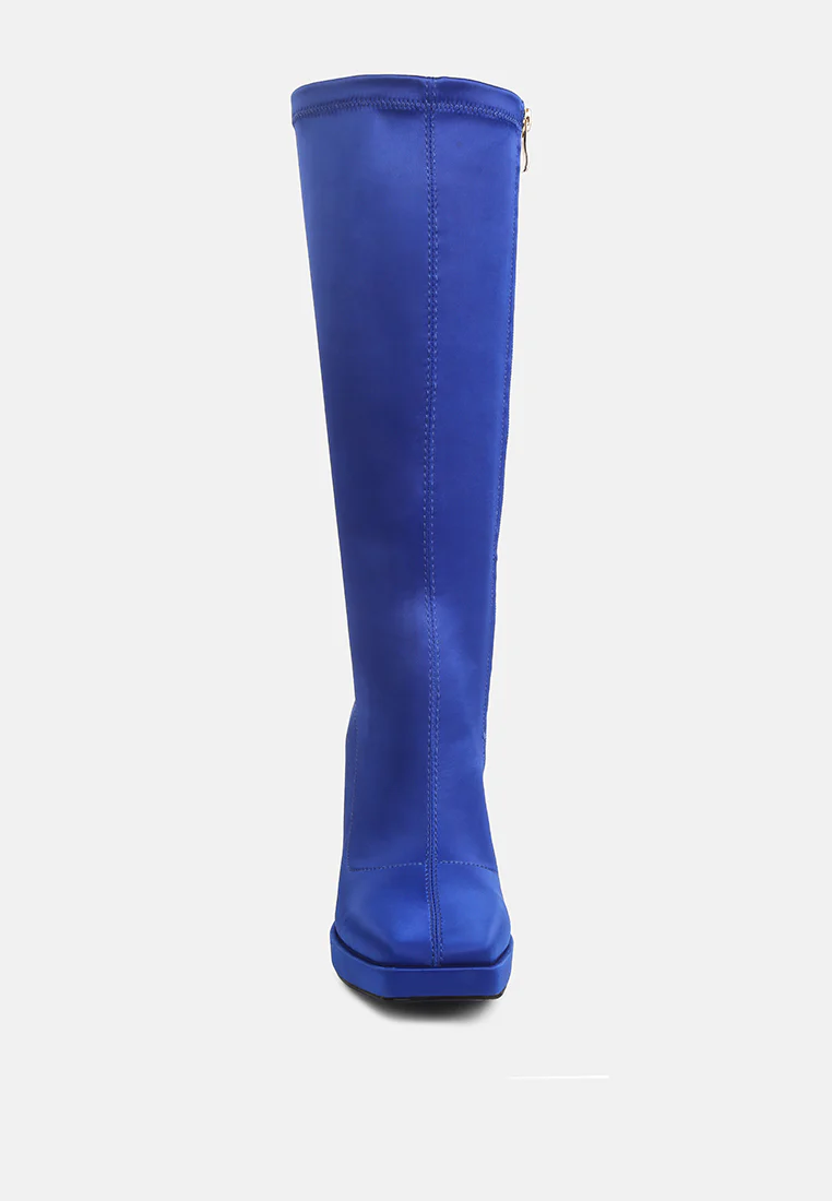 PRESTO Blue Stretchable Satin Long Boot - Image 4