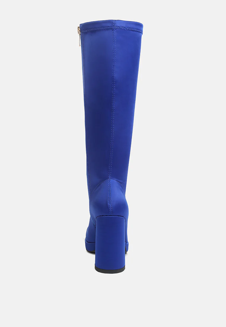 PRESTO Blue Stretchable Satin Long Boot - Image 6