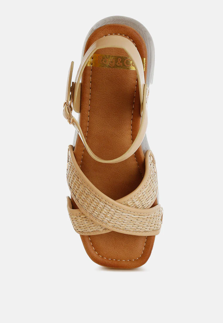 Qasa Studded Raffia Clog Sandals - Image 4