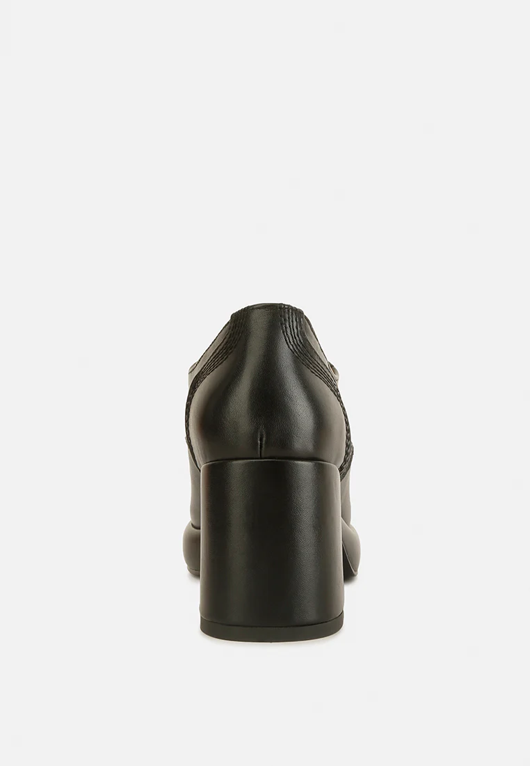 Quecha Leather Block Heel Oxfords in Black - Image 5
