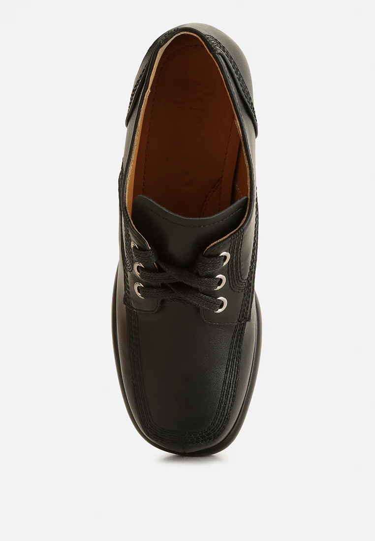 Quecha Leather Block Heel Oxfords in Black - Image 6