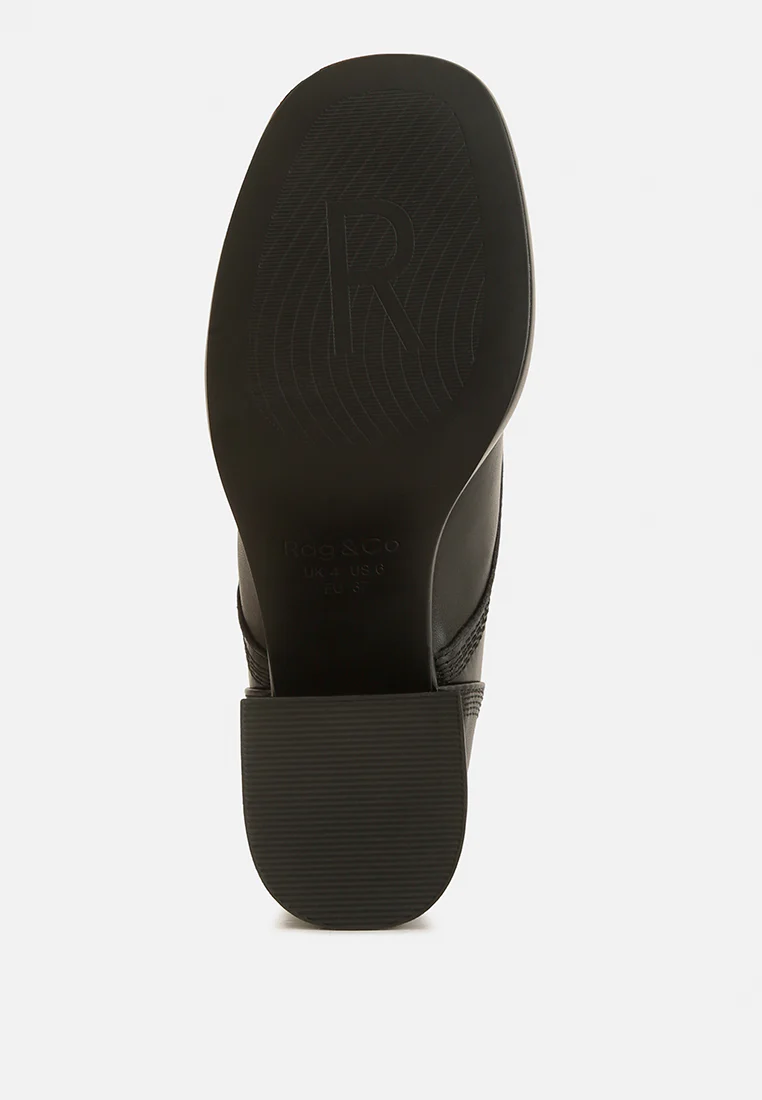 Quecha Leather Block Heel Oxfords in Black - Image 7