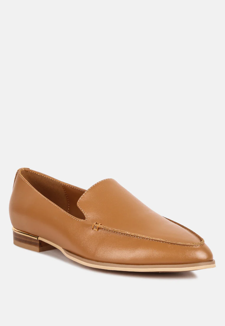 RICHELLI Metallic Sling Detail Loafers in Tan - Image 2