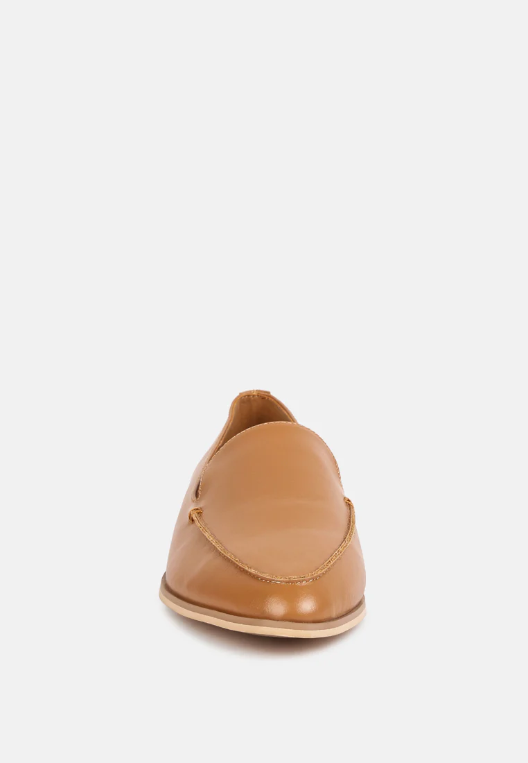 RICHELLI Metallic Sling Detail Loafers in Tan - Image 3