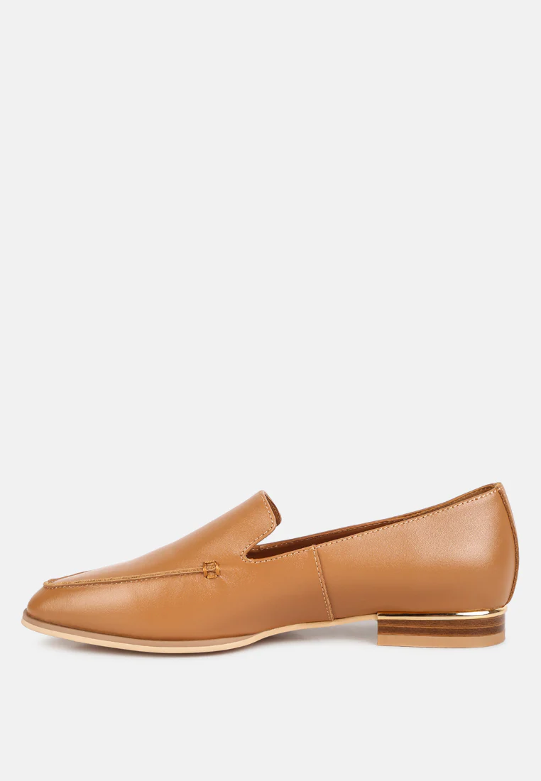 RICHELLI Metallic Sling Detail Loafers in Tan - Image 4