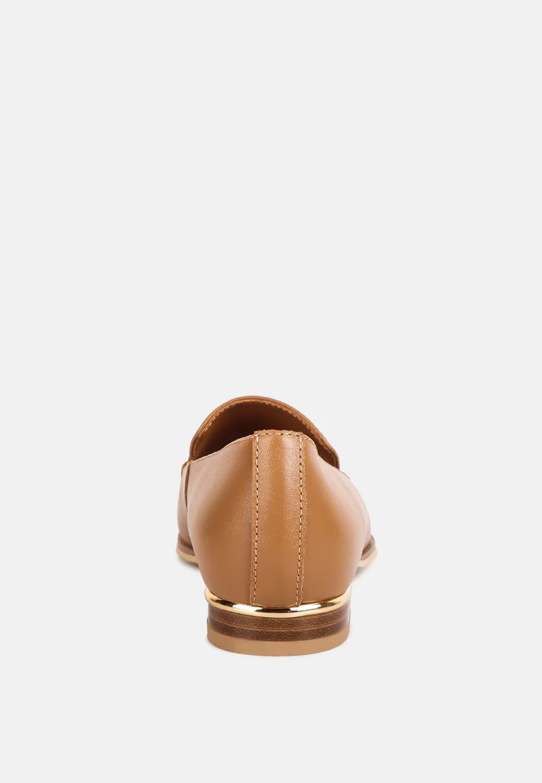 RICHELLI Metallic Sling Detail Loafers in Tan - Image 5
