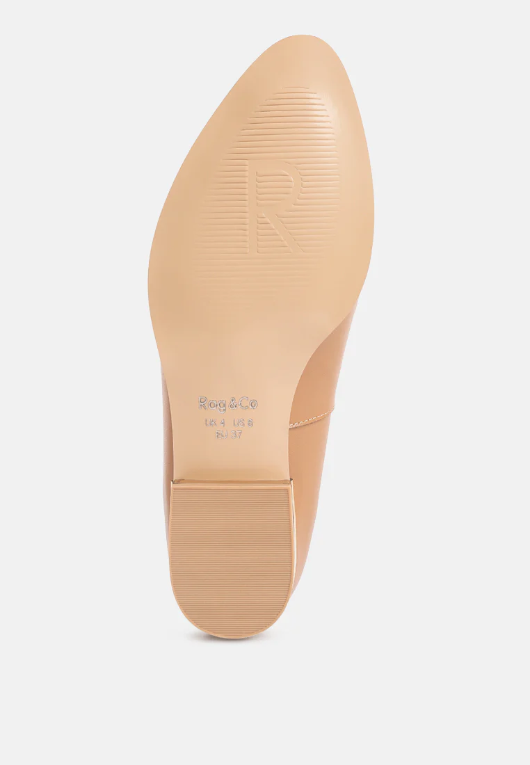 RICHELLI Metallic Sling Detail Loafers in Tan - Image 7