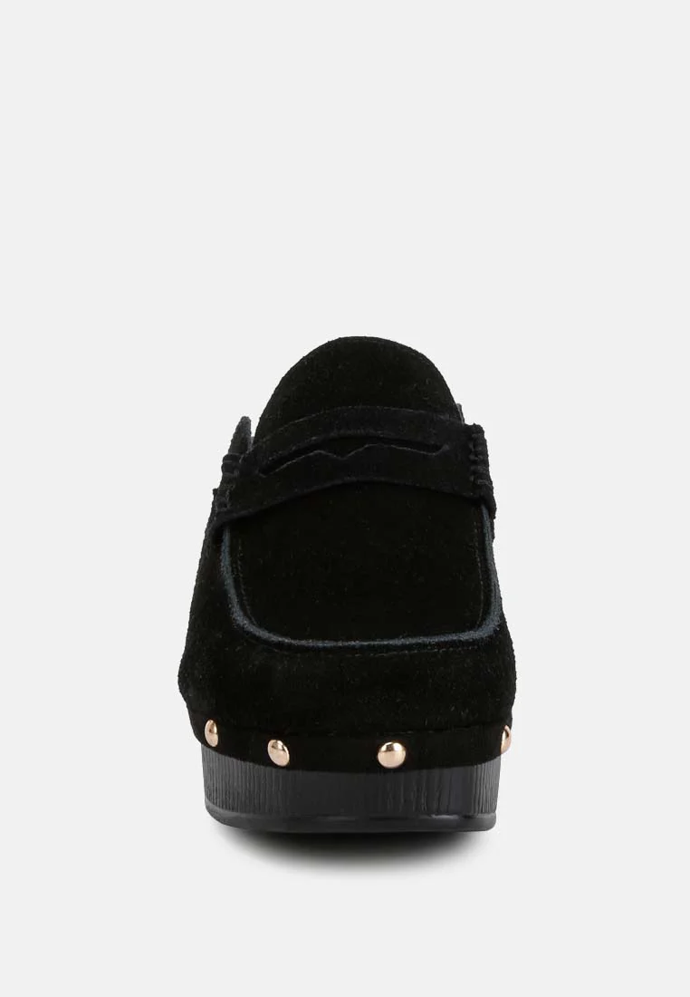 Riley Genuine Suede Platform Clogs - Image 3