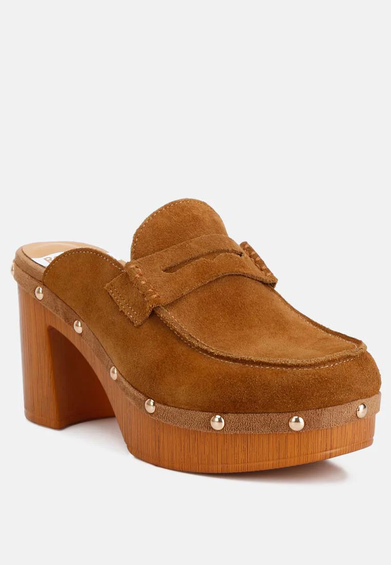 Riley Genuine Suede Platform Clogs - Image 2