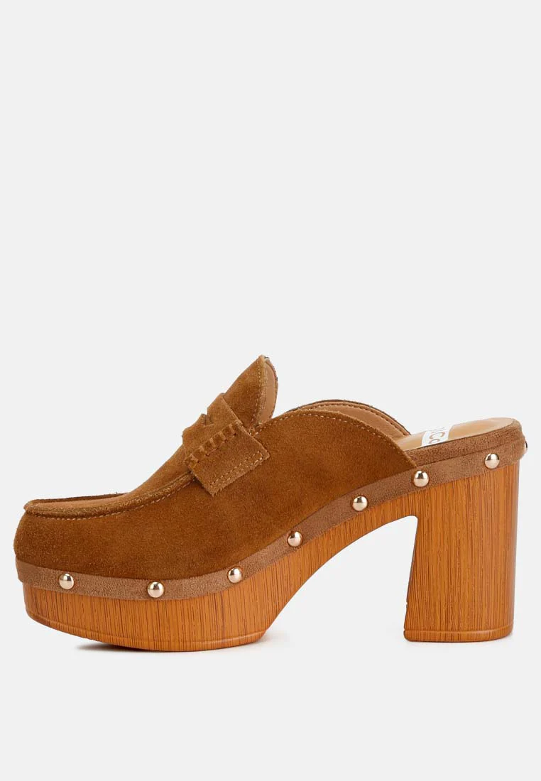 Riley Genuine Suede Platform Clogs - Image 4