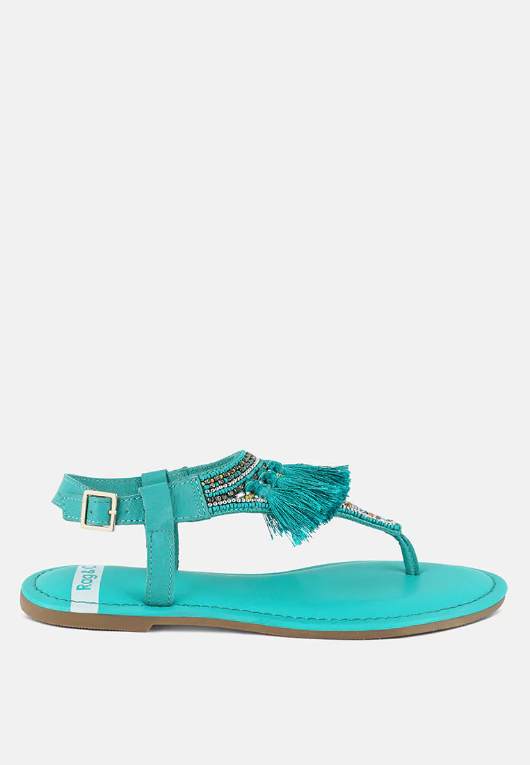 Risha Genuine Leather Tassel Sandals - Image 6