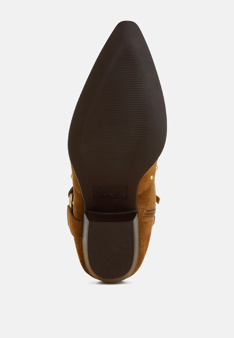 Rodeo Studded Real Suede Leather Ankle Boots - Image 5