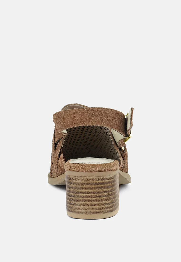 ROSALIE Tan Block Heeled Sandal - Image 5