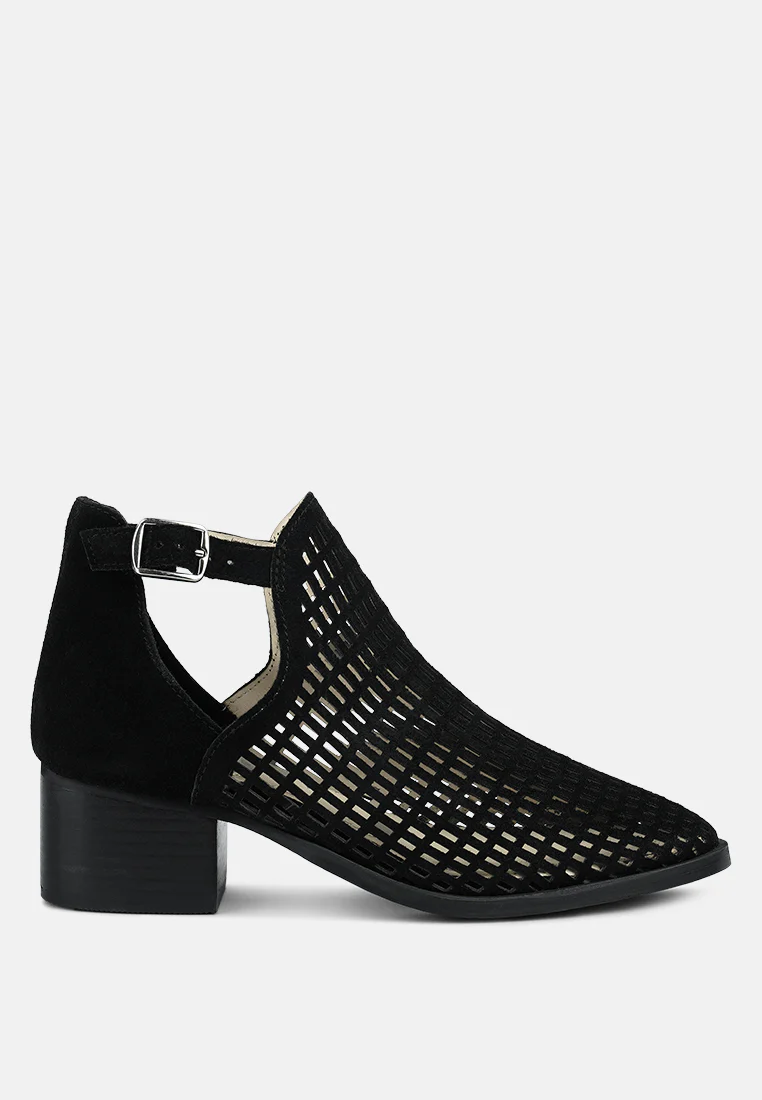 ROSALYN Black Block Heeled Cut-Out Sandal - Image 2