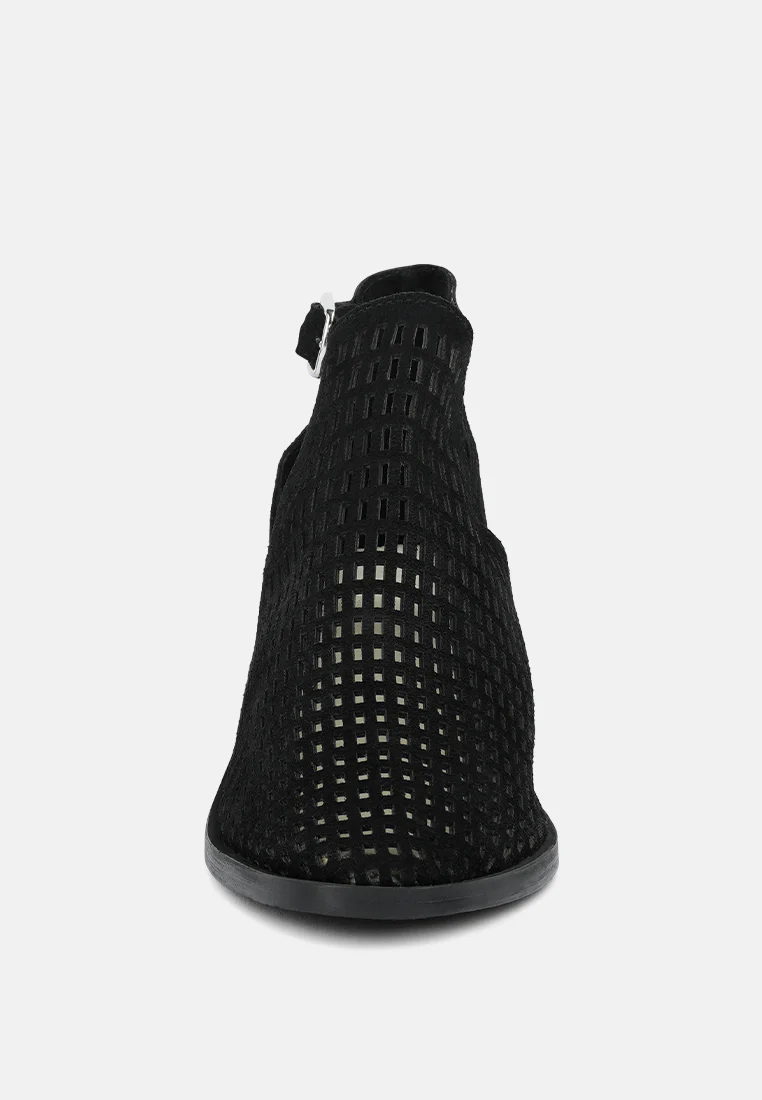 ROSALYN Black Block Heeled Cut-Out Sandal - Image 3