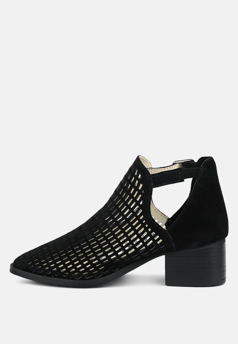 ROSALYN Black Block Heeled Cut-Out Sandal - Image 4