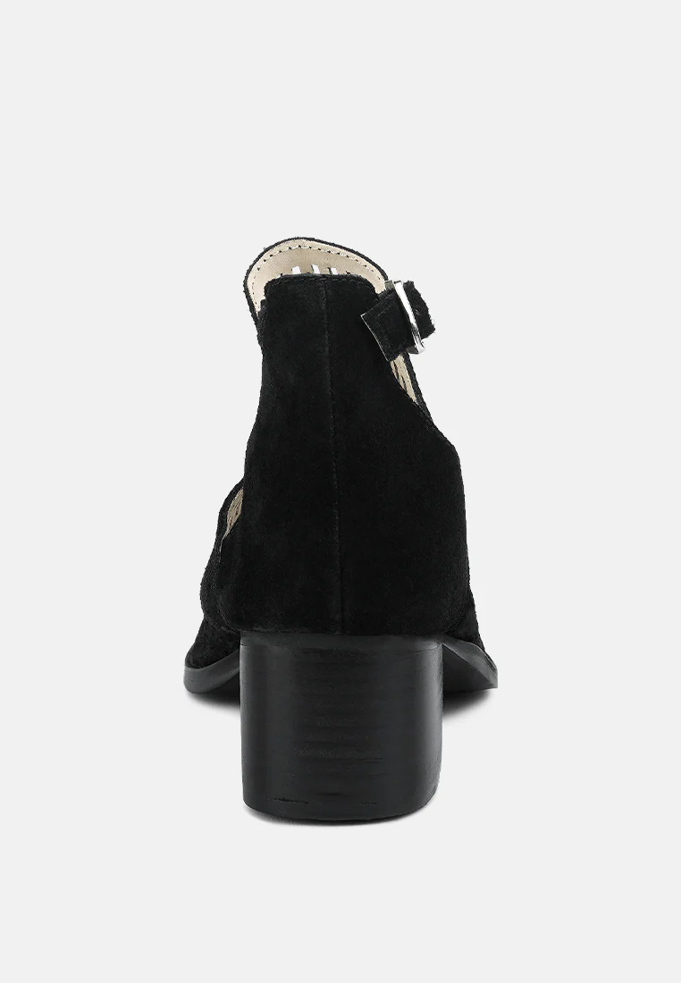 ROSALYN Black Block Heeled Cut-Out Sandal - Image 5
