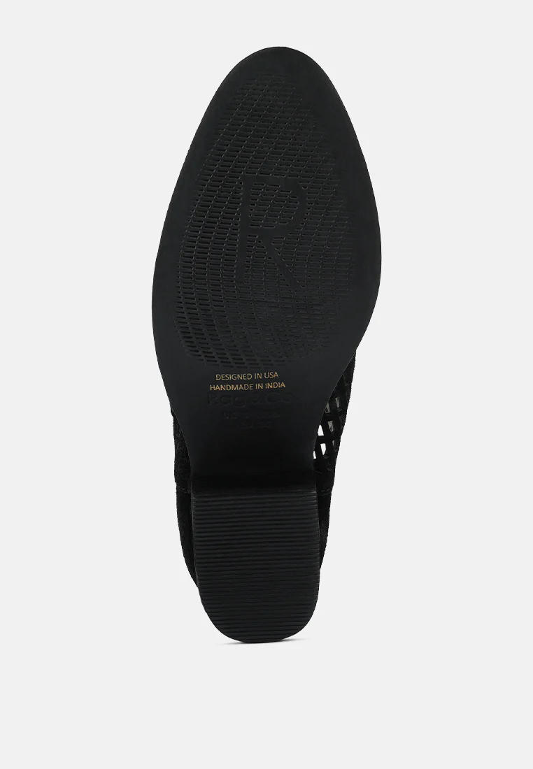 ROSALYN Black Block Heeled Cut-Out Sandal - Image 7
