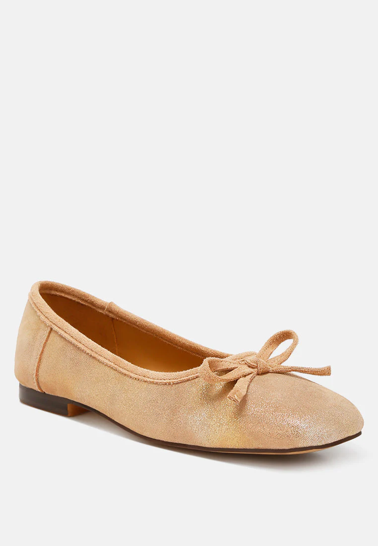 Rubyrose Genuine Suede Bow Ballerinas - Image 3