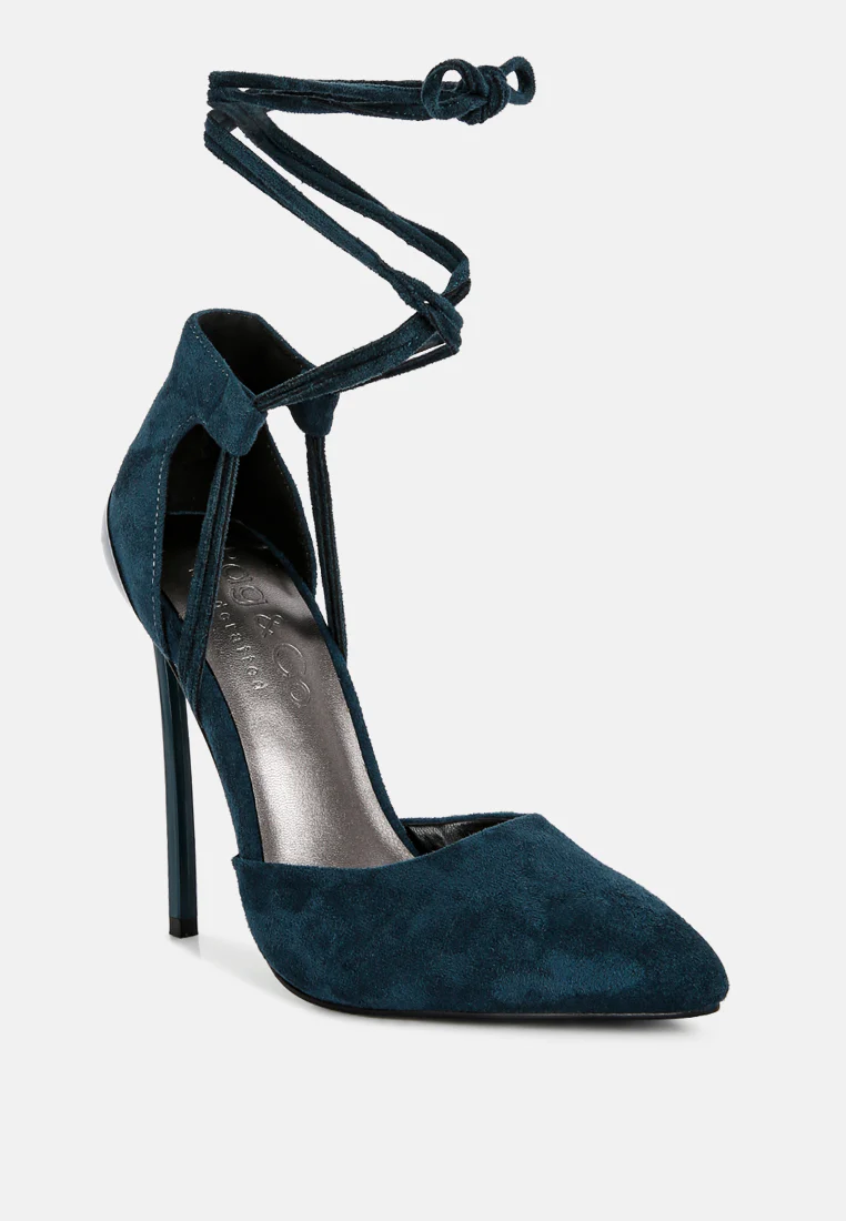 RULE-BREAKER Blue Lace Up Stiletto Sandals - Image 2