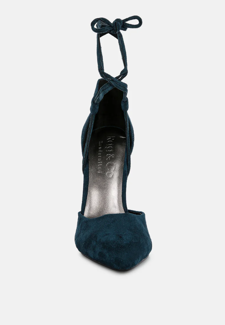 RULE-BREAKER Blue Lace Up Stiletto Sandals - Image 3