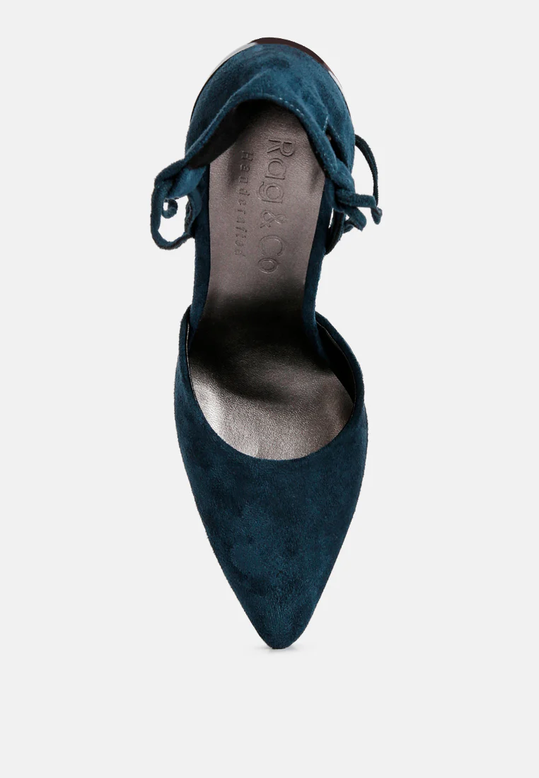 RULE-BREAKER Blue Lace Up Stiletto Sandals - Image 6