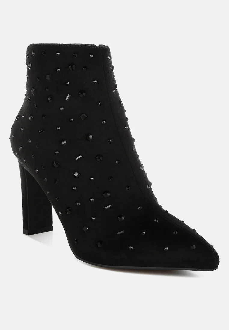 Sakura Diamante Embellished Microfiber Boots - Image 12