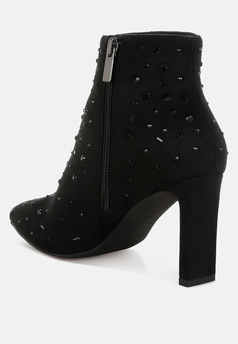 Sakura Diamante Embellished Microfiber Boots - Image 15