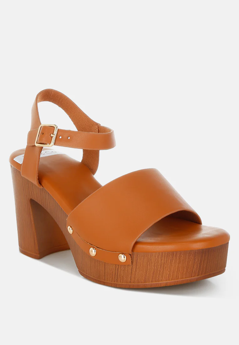 Sawor Recycled Leather High Block Sandals In White - Image 12
