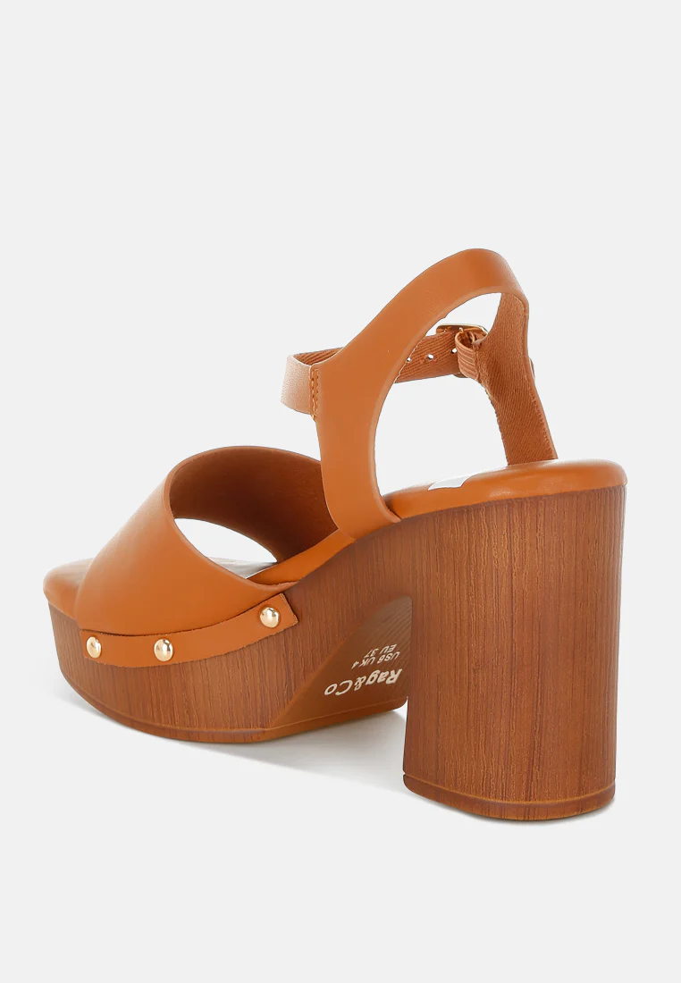 Sawor Recycled Leather High Block Sandals In White - Image 13