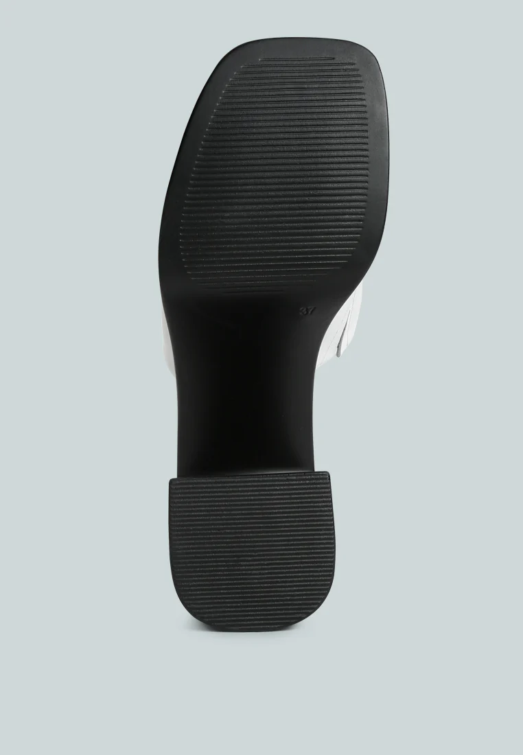 SCANDAL Slip on Block Heel Sandals in White - Image 7